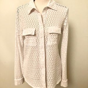 Worth New York White Eyelet Button Down NWT